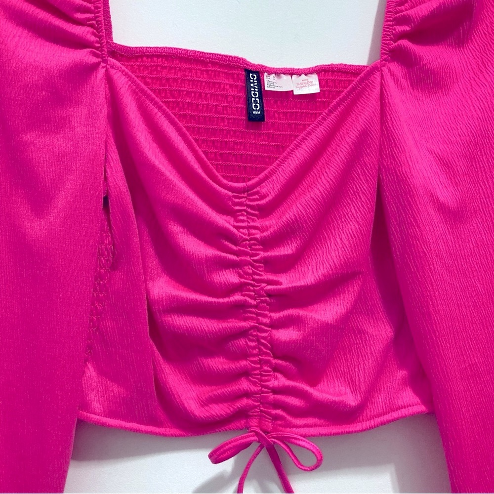 H&M Divided Drawstring Pink Cropped Top - Picture 6 of 11